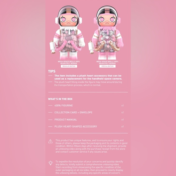 POP MART Heartfelt Words 400% Mega Space Molly Special Edition Figure - Picture 7 of 16